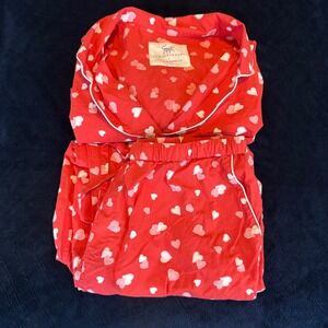 Printfresh x Pencil & Paper Co Heart Print Organic Cotton Pajama Set Red Large